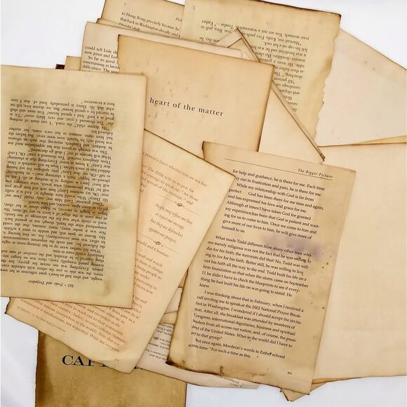 45 Coffee Dyed Book Pages, Hand Dyed Papers, Junk Journal Supply - Picture 4 of 5